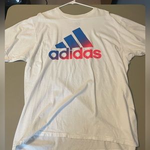 White the go-to tee Adidias red/blue gradient logo/brand T-shirt